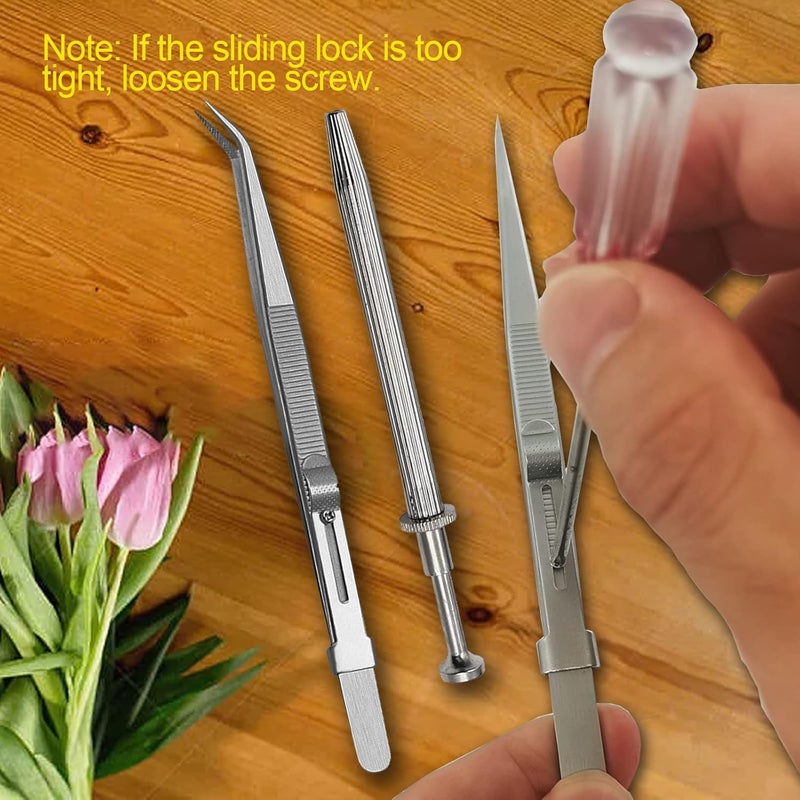 CC LOT 3 Pack Diamond Holder Pick Up Tool - Stainless Steel Tweezers with Diamond Claw and Stone Jewelry Grabber - Image 5